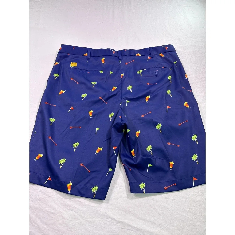 Loudmouth Golf  Shorts Men's 40 DRINKS PALM TREES HAWAIIAN NAVY ALOHA